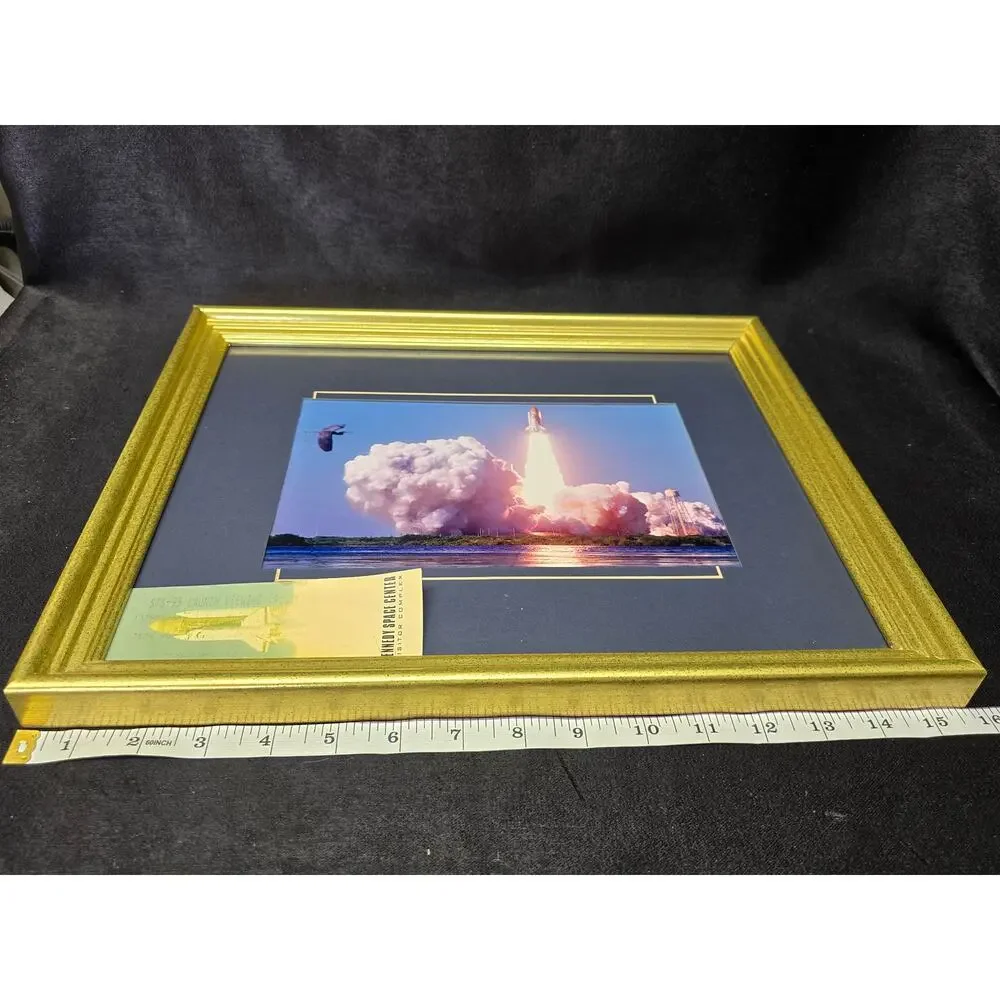 Kennedy Space Center STS-95 NASA Shuttle Launch Picture Framed & Souvenir Ticket